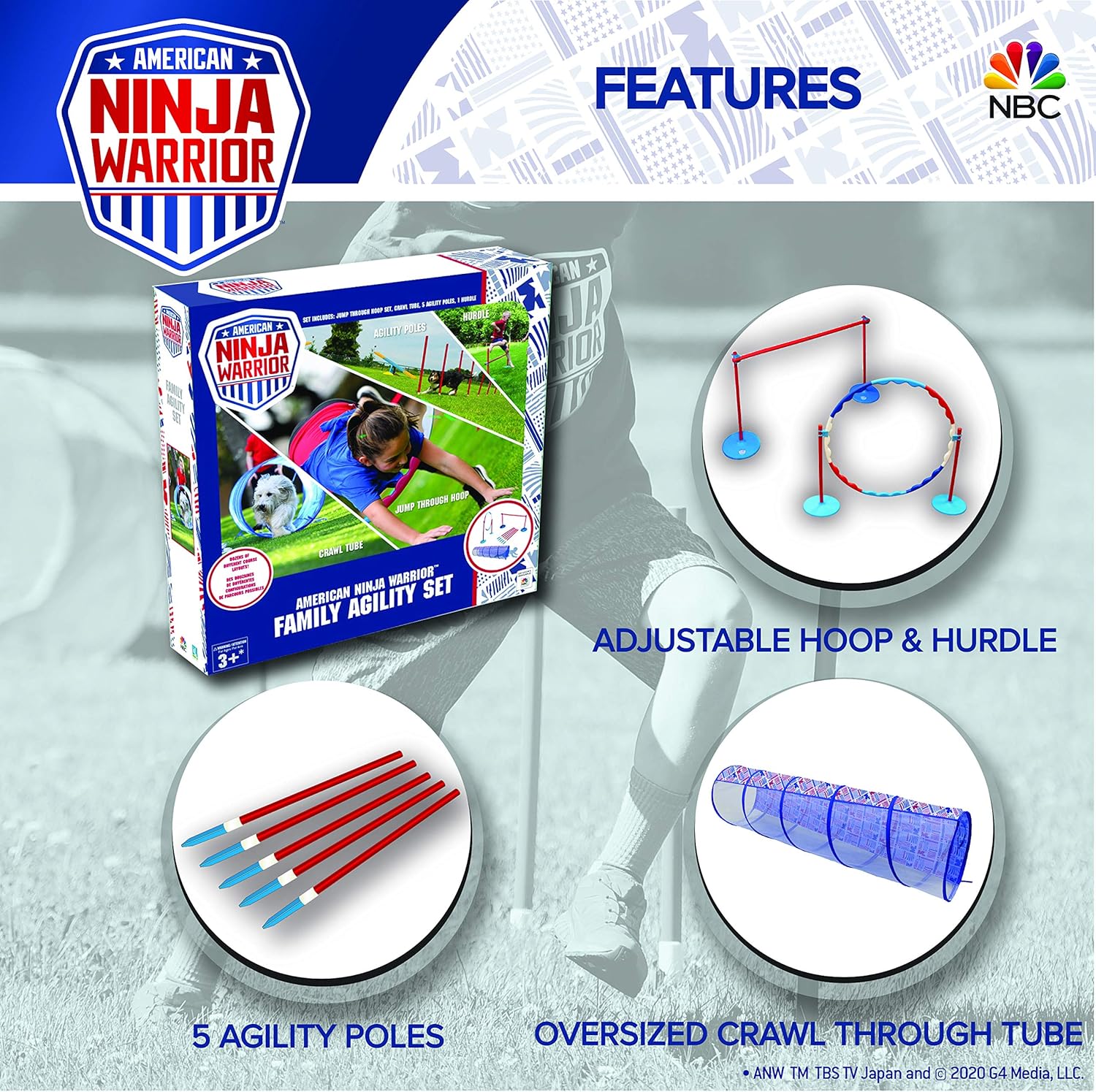 American Ninja Warrior Family Agility Set - Obstacle Race Course - Great for Children, Adults and Pets - Perfect Outdoor Fun Racing Obstacles for All Ages!