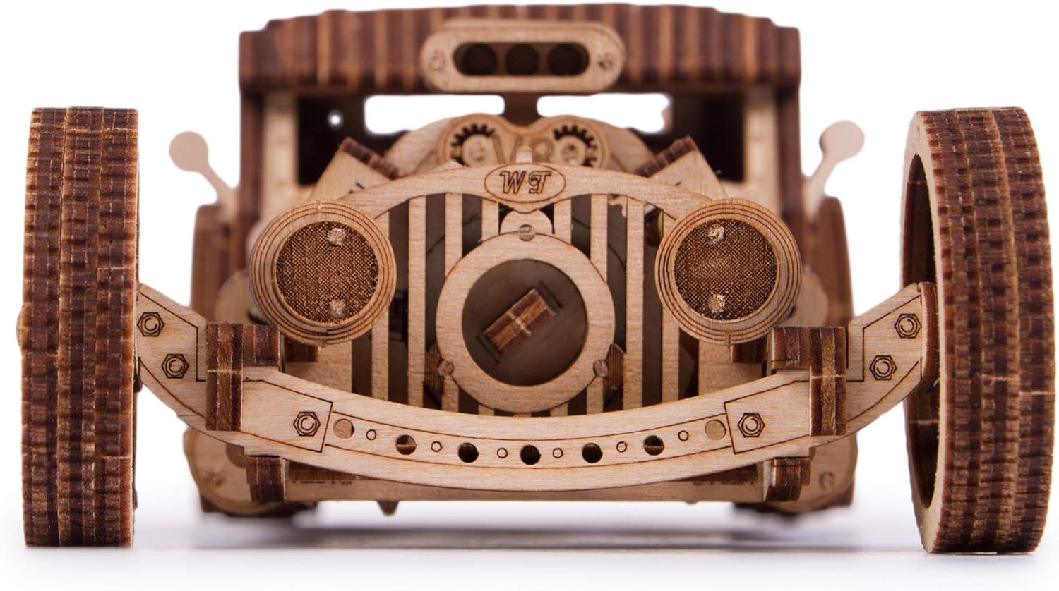 Wood Trick Hot Rod Wooden Model Car Kit to Build - Rides up to 32 feet - Very Detailed and Sturdy - No Batteries - 3D Wooden Puzzle - Mechanical Pack of 2