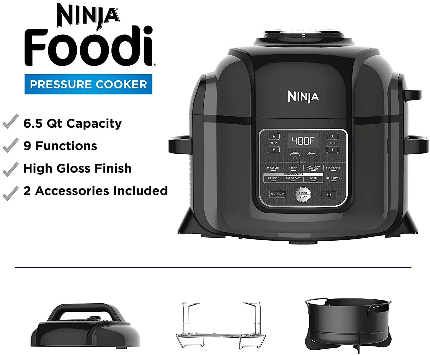 Restored Ninja Foodi 8-in-1 Multi-Cooker Pressure Cooker and Air Fryer 6.5 Qt (Refurbished)
