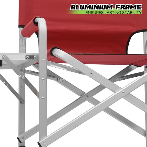 Magshion 31-Inch Height Folding Camping Tall Directors Chair with Side Table Foldable Portable Makeup Artist Chair, Dark Green