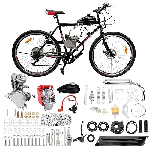 100cc Stroke Bicycle Petrol Gas Engine Kit Petrol Bicycle Motor Conversion Complete Suitable for 26-28" V-Frame Bicycles Super Fuel Efficient