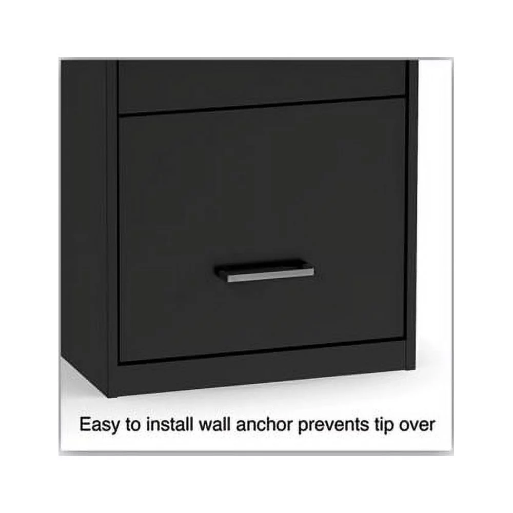 Soho Vertical File Cabinet 3 Drawers: File/File/File, Letter, Black, 14" x 18" x 34.9"