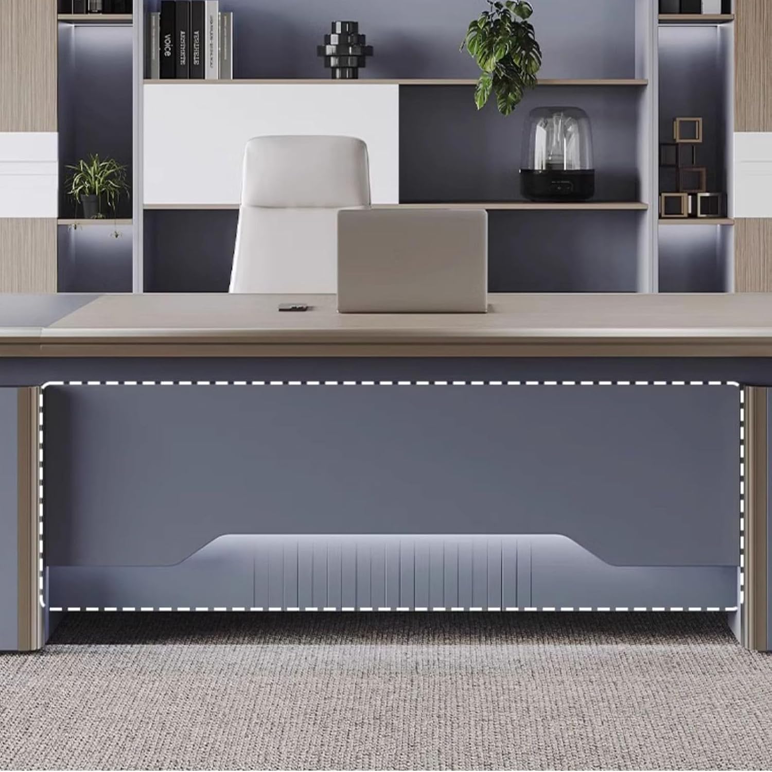 L Shaped Computer Desk with Drawers Cabinet, Modern Large Executive Office Desk Business Furniture Set Workstation for Home Office with USB Power Outlet Storage Cabine