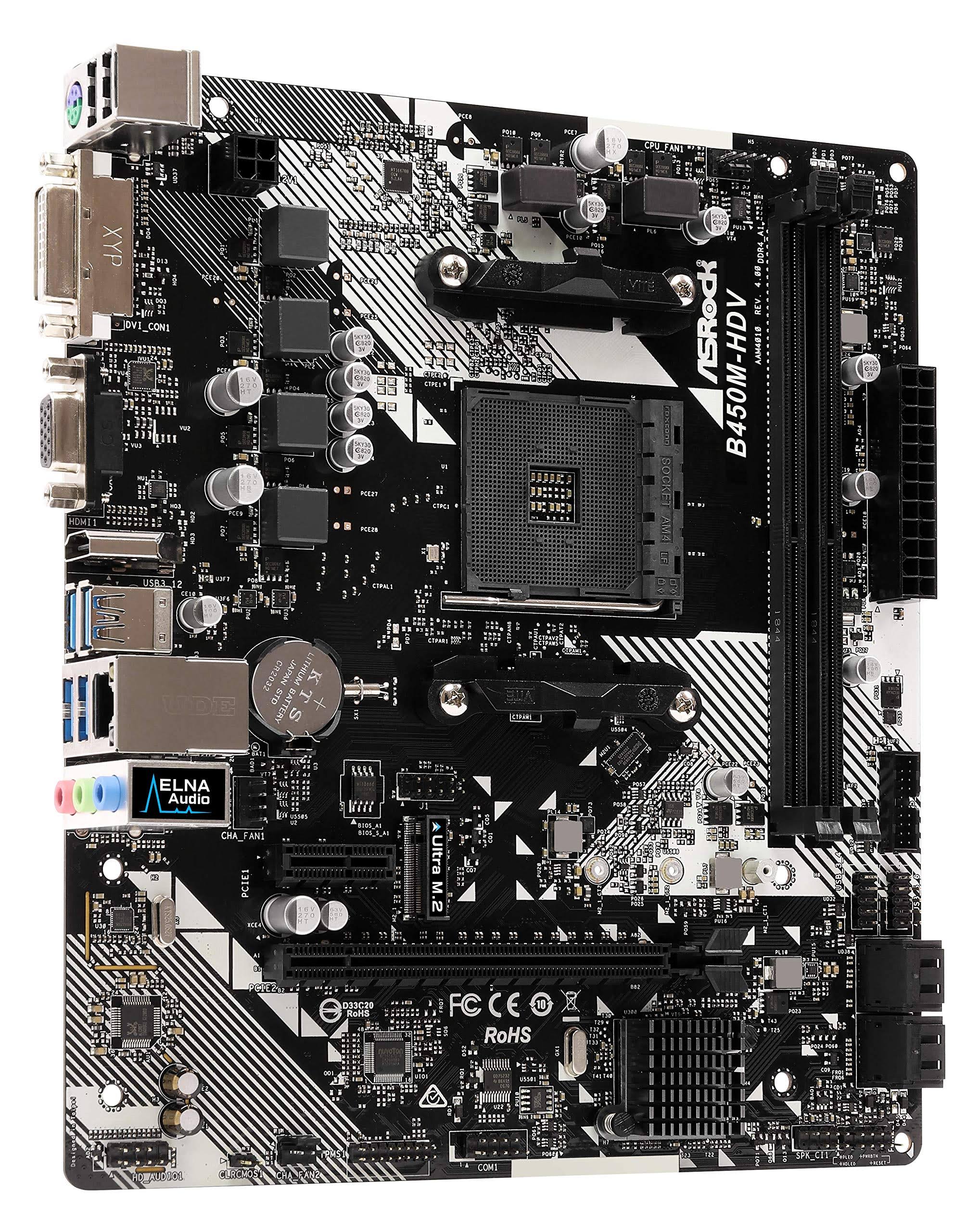 ASRock B450M-HDV R4.0 with AMD B450 microATX Motherboard - Socket AM4