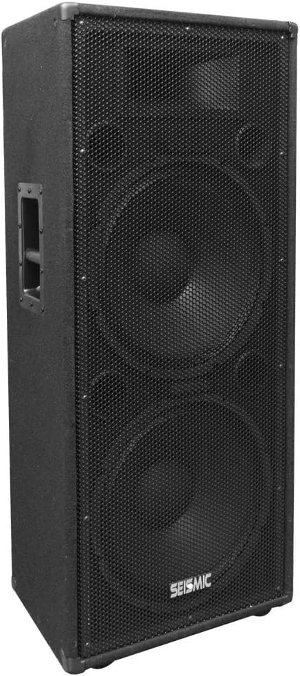 Seismic Audio - FL-155PC - Pair of Dual Premium 15 PA/DJ Speaker Cabinets with Titanium Horns - Wheel Kits and Rear Handles - 800 Watts RMS per Cabinet