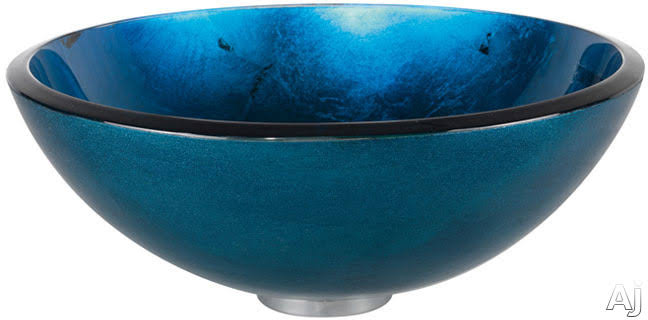 Kraus GV-204 Irruption Blue Glass Vessel Sink, Satin Nickel