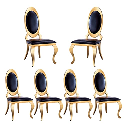 Elegant Dining Chairs Set of 2, Modern Faux Leather Dining Room Chair w/Unique Oval Back Silver Stainess Legs,White Luxury Upholstered Accent Kitchen Chairs for Kitchen, Dining, Bedroom, Living Room