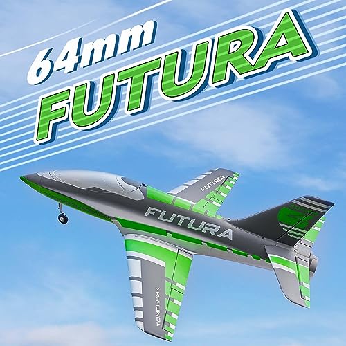 FMS Rc Jets Futura 64MM EDF Sport Jet Green rc Airplanes for Adults for Trainers EDF for Beginners 6 Channel Remote Control Planes PNP(NO Transmitter Batteries and Charger)