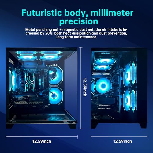 Gaming PC Desktop, Intel Core i5 14400F, RTX 4060, 32GB RAM, 1TB SSD, ARGB Fan, Tower Computer for Gaming and Office
