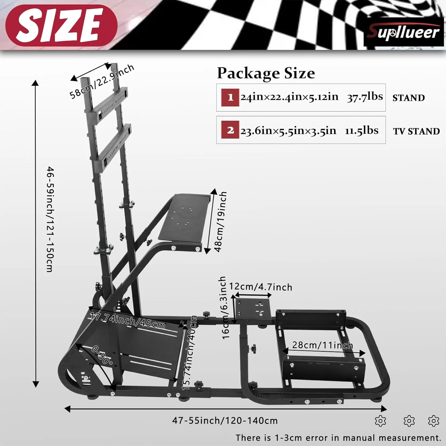 Supllueer Racing Simulator Cockpit Wheel Stand with Monitor Stand Fit Logitech Fanatec Thrustmaster
