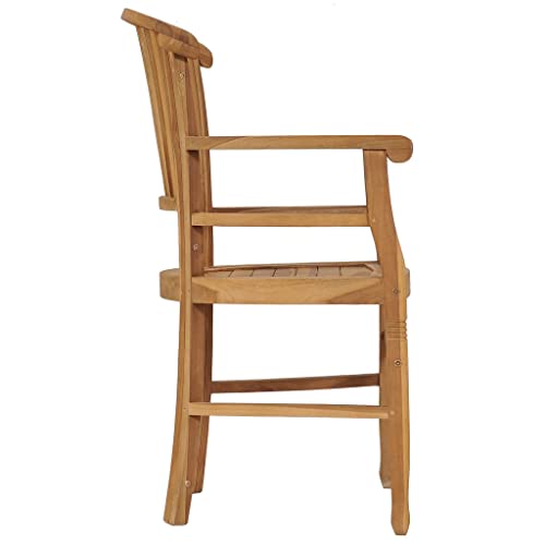 Patio Chairs 2 pcs Solid Teak Wood,Teak Wood Garden Dining Chairs with Backrest and Armrest for Patio and Dining Room Outdoor Seating Furniture