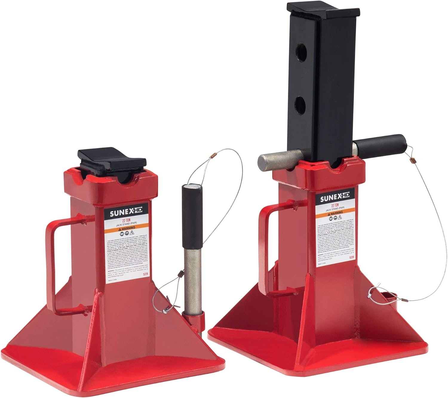 Sunex 1410 10-Ton, High Height, Pin Type, Jack Stands, Pair & Lisle 19852 Truck and Trailer Wheel Pan