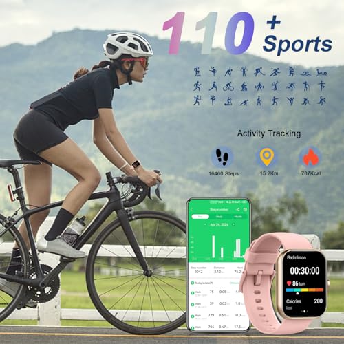 Smart Watch(Answer/Make Call), 1.96 HD Smartwatch for Men Women, 2025 New Fitness Watch with 112+ Sport Modes, Heart Rate, Sleep Monitor, Pedometer, IP68 Waterproof Activity Tracker for Android iOS