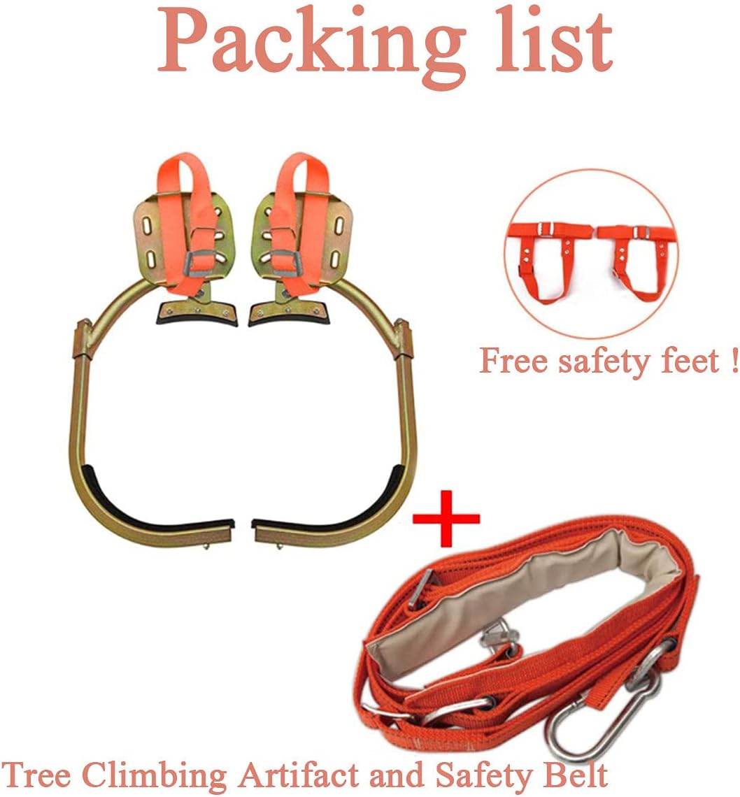 Tree Climbing Gear, Stainless Steel Tree Climbing Tool, Pole Climbing Spikes Adjustable Climbing Tree Shoes Non-Slip Pedal for Hunting Observation, Picking Fruit, Jungle Survival and More,300Mode