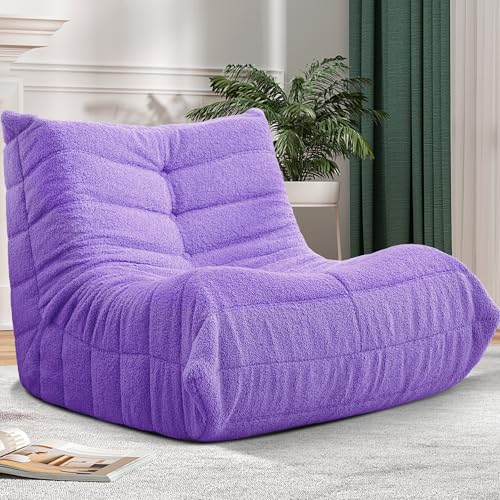 Bean Bag Chair Big Sofa Beanbag Chair for Adults Fireside Chair Bean Bag Lounger with Memory Foam Filled for Home,Apartment or Gaming Venue(Black Plush)