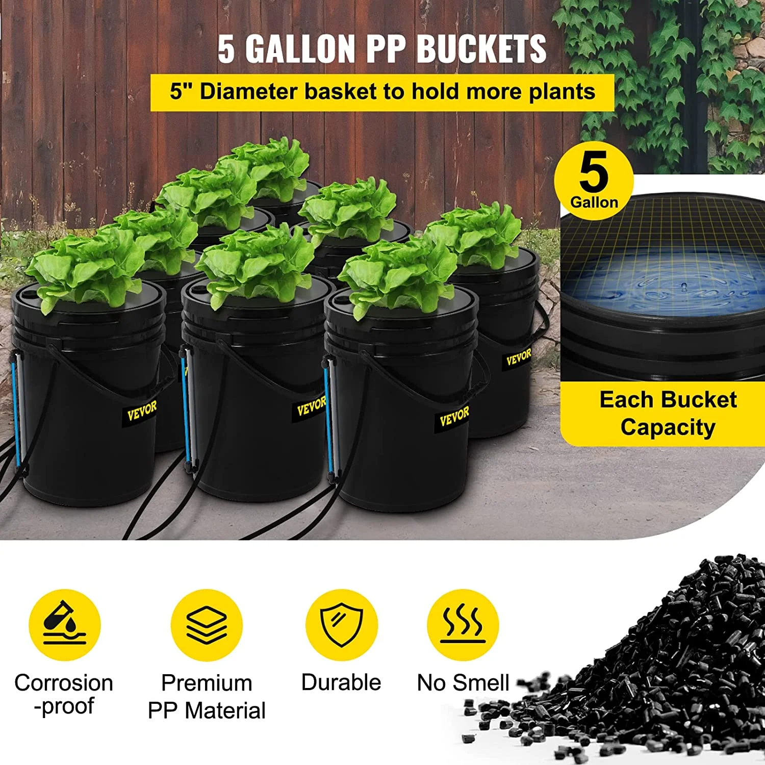 Vevor SSSPXTYX8110VT55FV1 5 gal DWC Hydroponic System