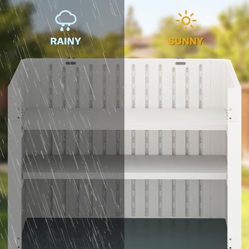 DWVO Outdoor Weather-Resistant Horizontal Storage Shed, 35 Cu Ft Capacity, Lockable and Waterproof, Suitable for Storing Garden Tools, Light Gray