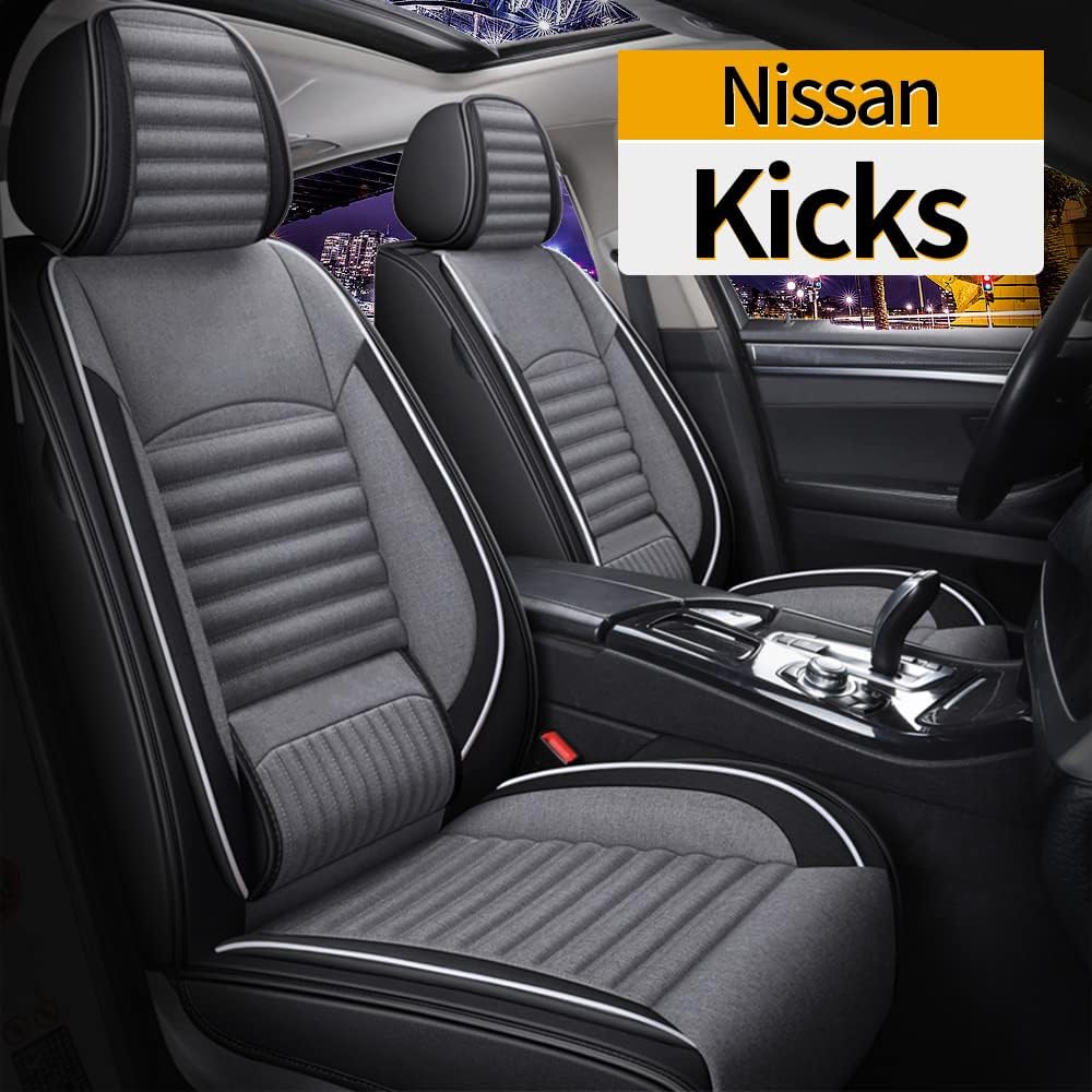 TTX LIGHTING Car Seat Covers Custom Fit for 2018-2021 Nissan-Kicks, Auto Full Set Seat Cushion Linen Compatible with Airbag（Red&Black）
