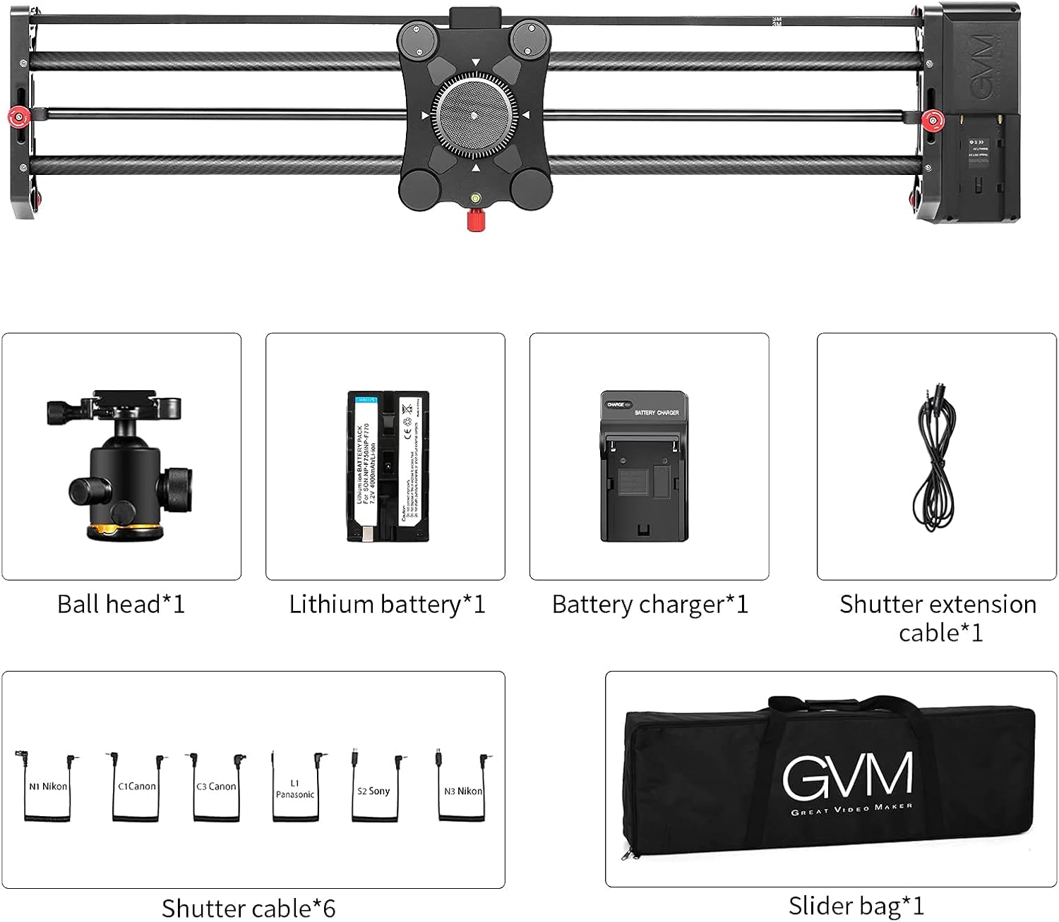 GVM Motorized Camera Slider,31 APP Control Carbon Fiber Dolly Rail Camera Slider with with Motorized Time Lapse and Video Shot Follow Focus Shot and 120 Degree Panoramic Shooting