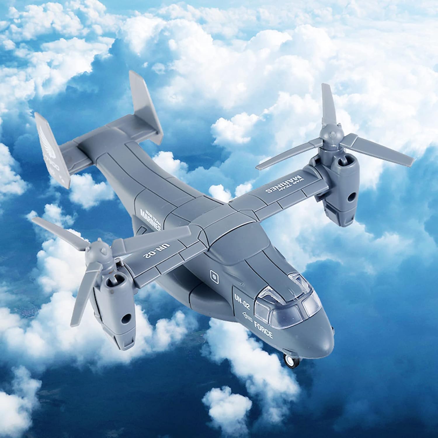 OTONOPI Military Helicopter Toy Marines Force Plane Model Military Transport Aircraft Fighter Jet Die-Cast Metal Pull Back Airplanes with Lights and Sounds for Kids or Collection Pack of 2