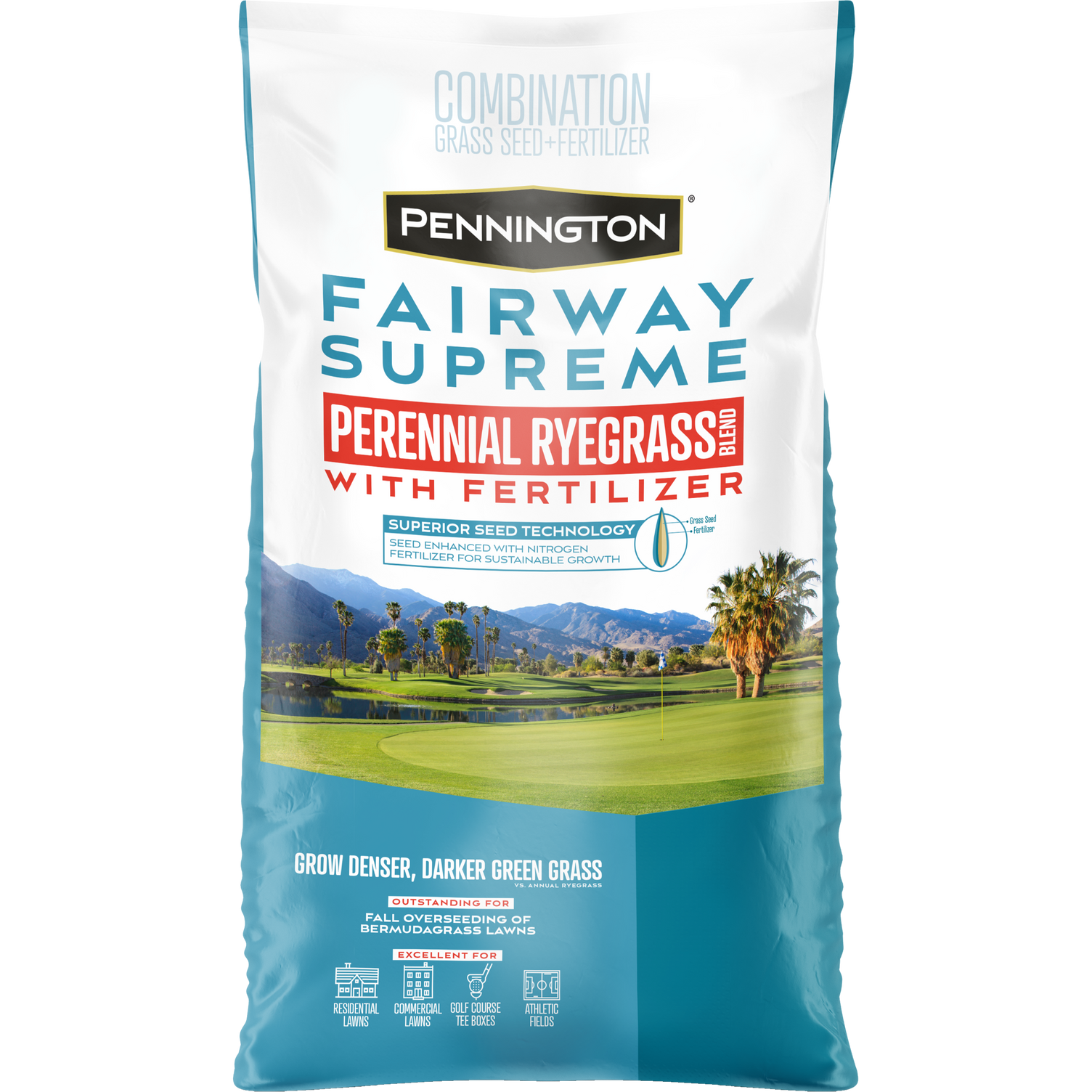 Pennington Fairway Supreme Perennial Ryegrass Grass Seed Seed Blend, for Sun to Partial Shade 50 lb