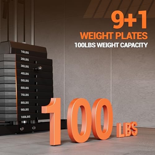 Home Gym Equipment, Multifunctional Home Gym Machine, Workout Station with Weight Stack Machine, Exercise Equipment for Full Body Traning with Pulley System