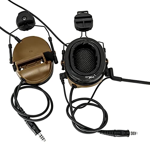 Double Comta iii Tactical Headset ARC Helmet Rail Mount Civilian Version and PTT Adapter U94 PTT Compatible Kenwood Plug Walkie-Talkie