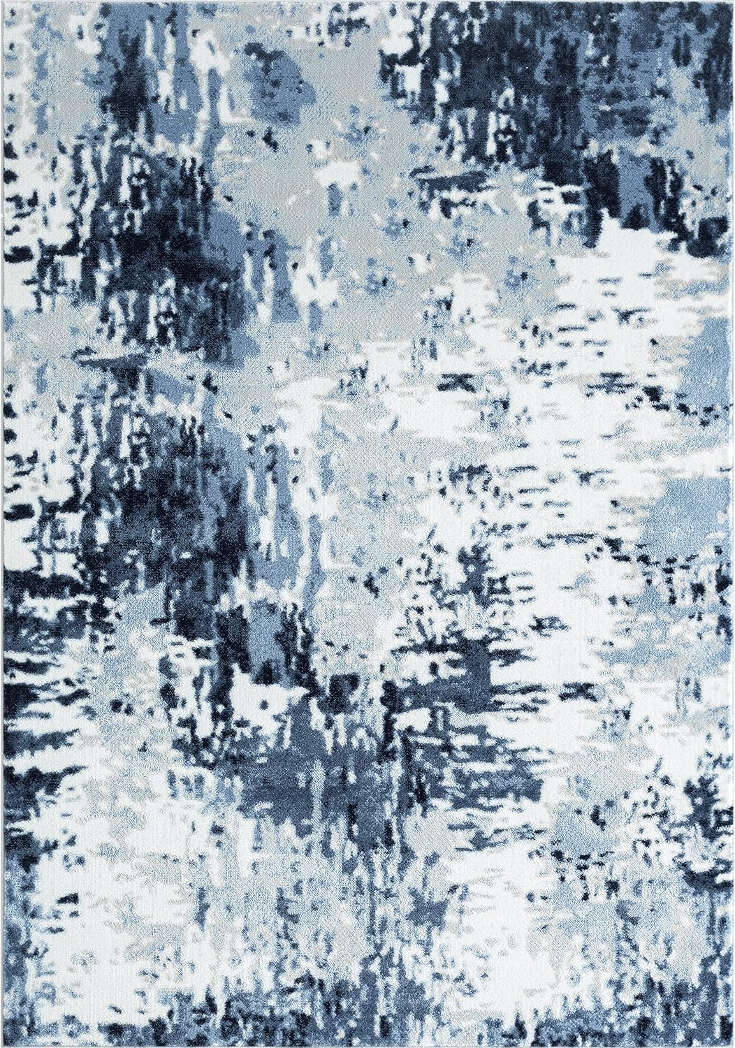 Abani Premium Blue, White & Grey Contemporary 5' 3" x 7' 6" (5 x 8) Living Room Rug Rugs Modern Abstract Non-Shed Area Rug