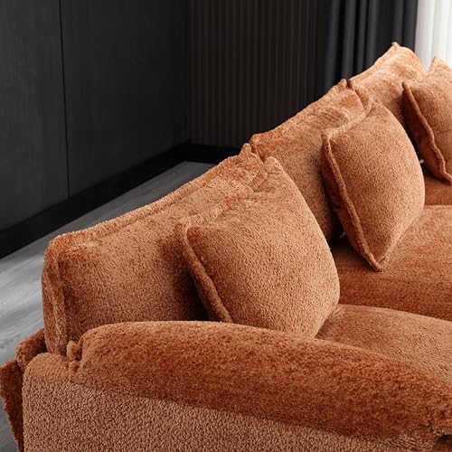 U-Shaped Oversized Chenille Upholstered Modular Sectional Sofa Modern Deep Seat Reversible Chaises Cloud Couch Convertible Living Room Sleeper Sofabed with Movable Ottomans for Home, Apartment