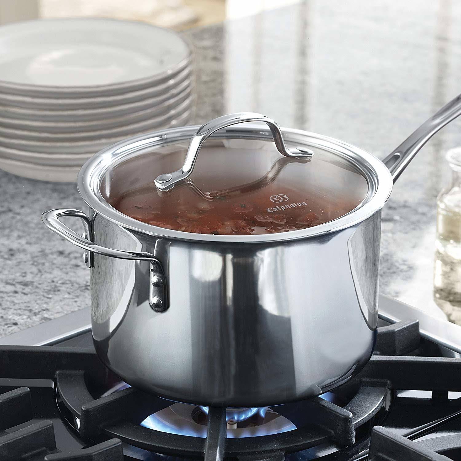 Calphalon Tri-Ply Stainless Steel 4-1/2-Quart Sauce Pan with Cover