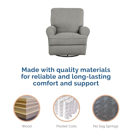 Baby Relax Kenzie Swivel Glider Recliner Chair, Nursery Furniture, Gray