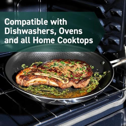 HexClad Hybrid Nonstick 6-Piece Fry Pan Set, 8, 10 and 12-Inch Frying Pans with Tempered Glass Lids, Stay-Cool Handles, Dishwasher and Oven Safe, Induction Ready, Compatible with All Cooktops