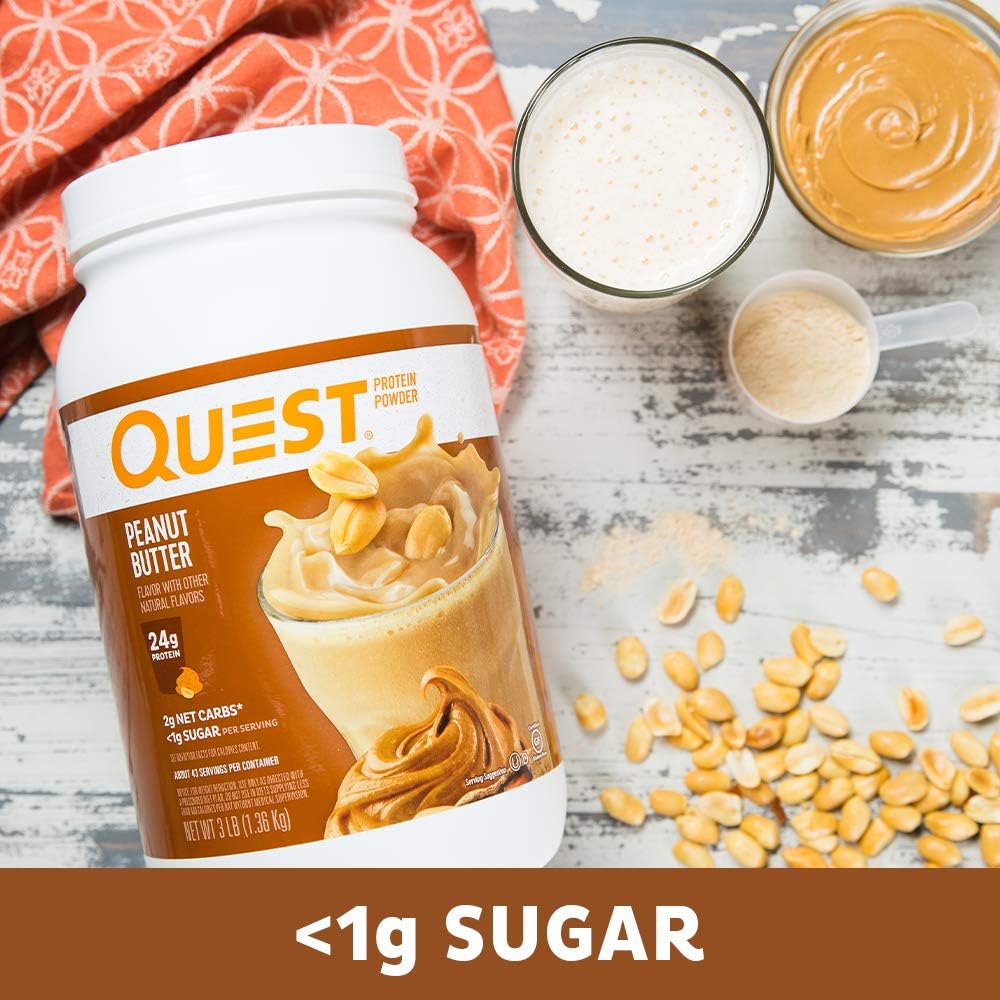 Quest Nutrition Peanut Butter Protein Powder, High Protein, Low Carb, Gluten Free, Soy Free, 48 Ounce (Pack of 1) Pack of 2