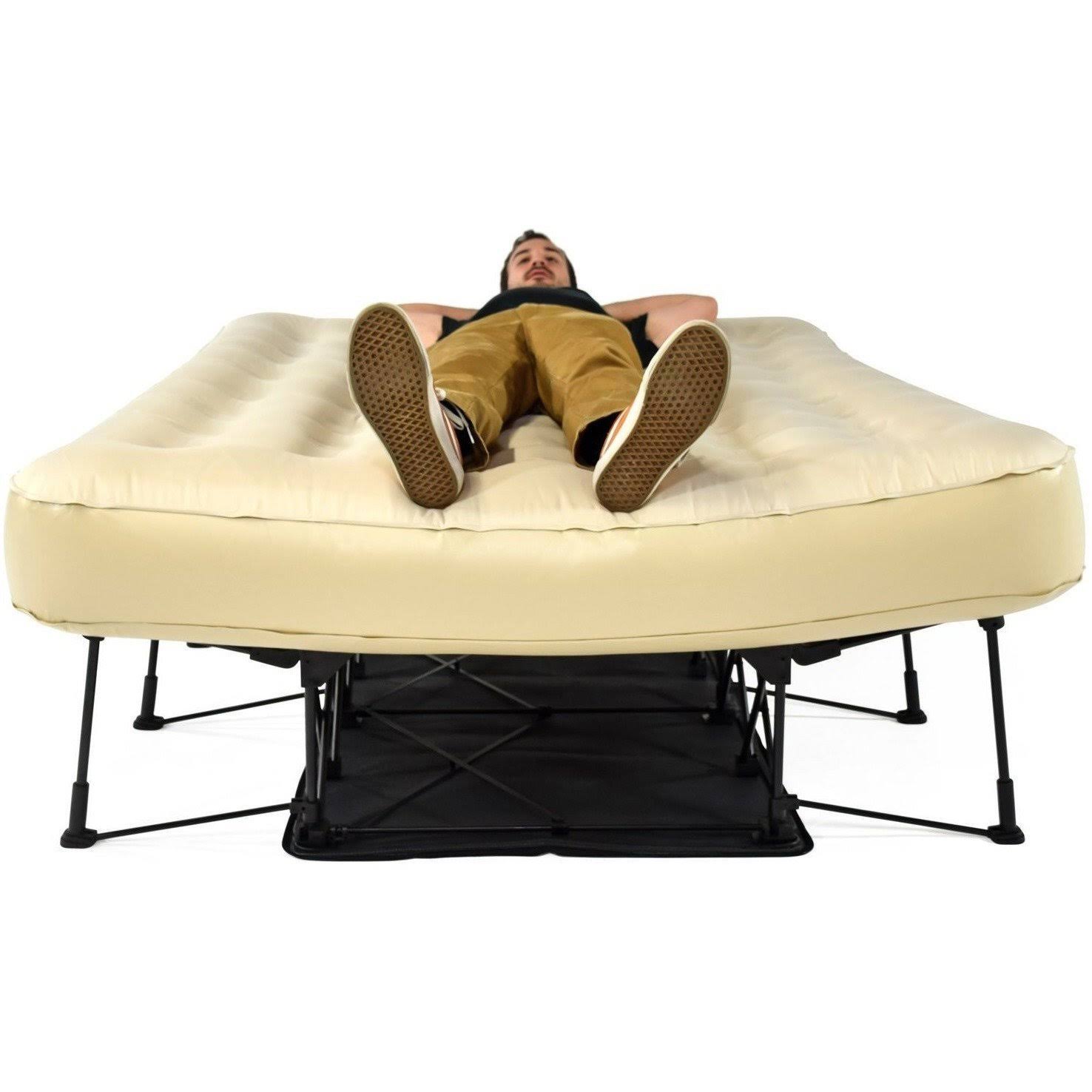 Ivation EZ-Bed (Queen) Air Mattress with Frame u0026 Rolling Case, Self Inflatable, Blow Up Bed Auto Shut-Off, Comfortable