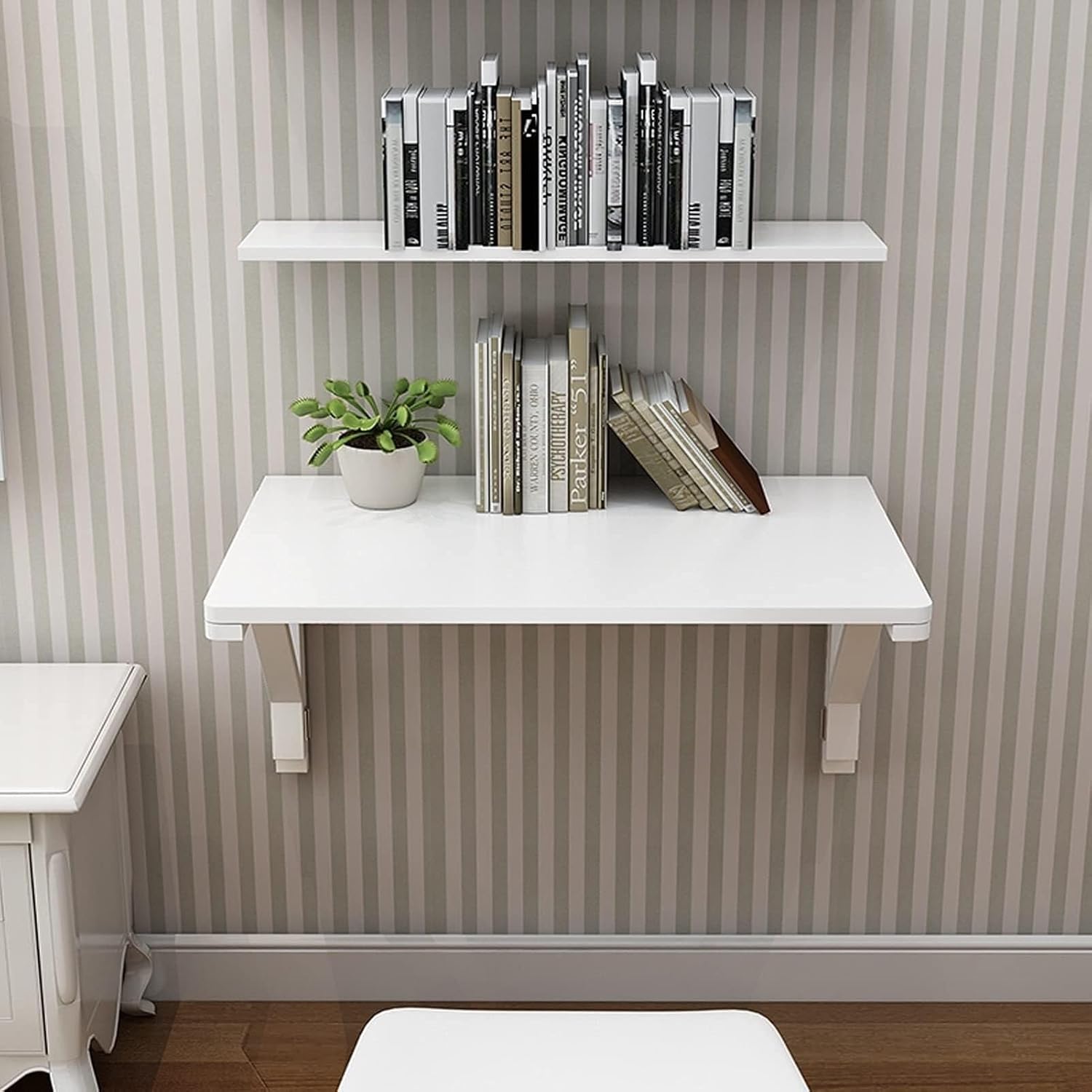 Wall-Mounted Table Wall Mounted Table Kitchen, Folding Drop Leaf Dining Table Corner Computer Desk for Small Spaces Laptop Desk Bedside Gaming Workstation, 120 * 40 cm