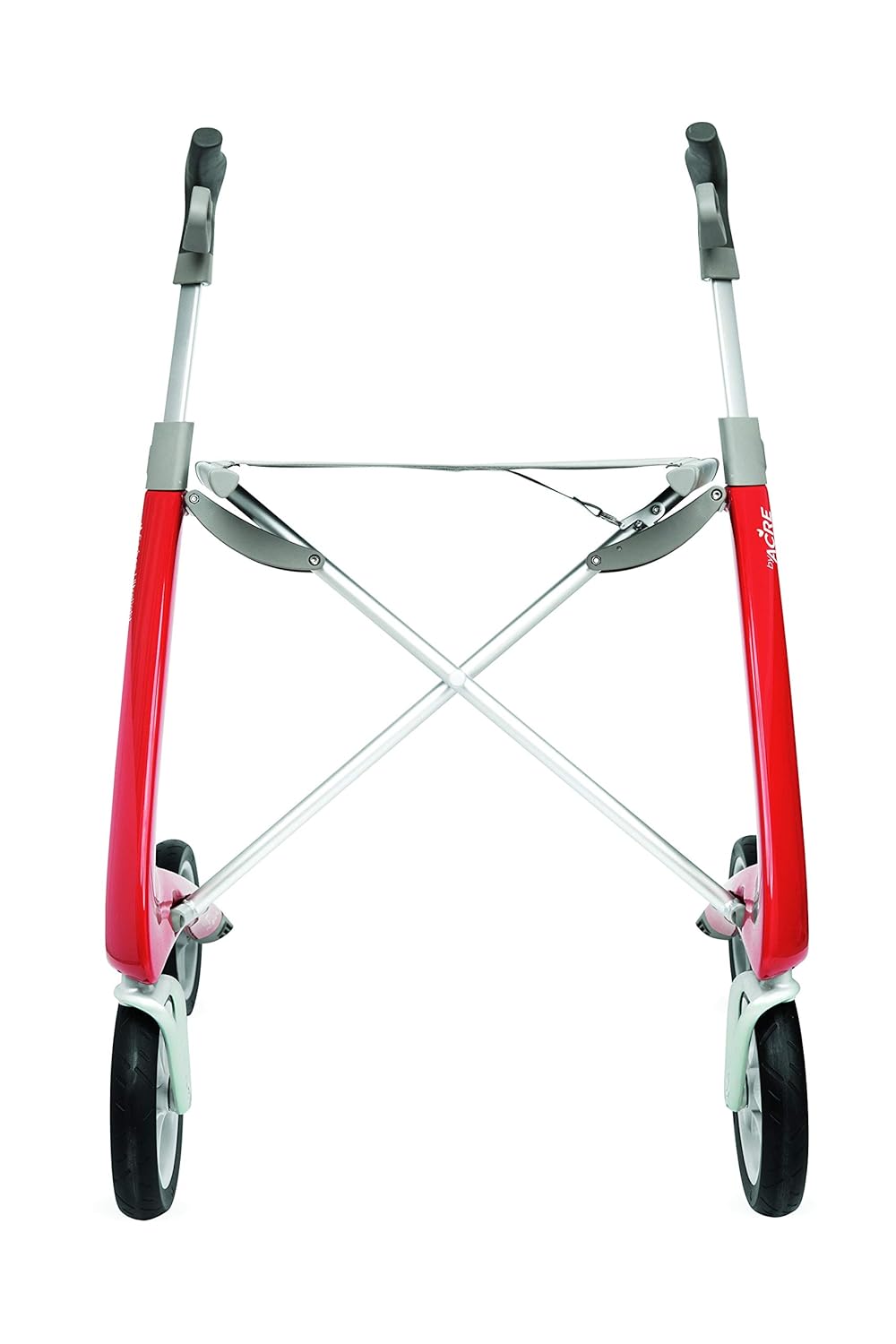 ByACRE Carbon Ultralight Rollator Walker with Organizer Bag, Wide Track, 18.5" x 24" Seat (W x H), Red