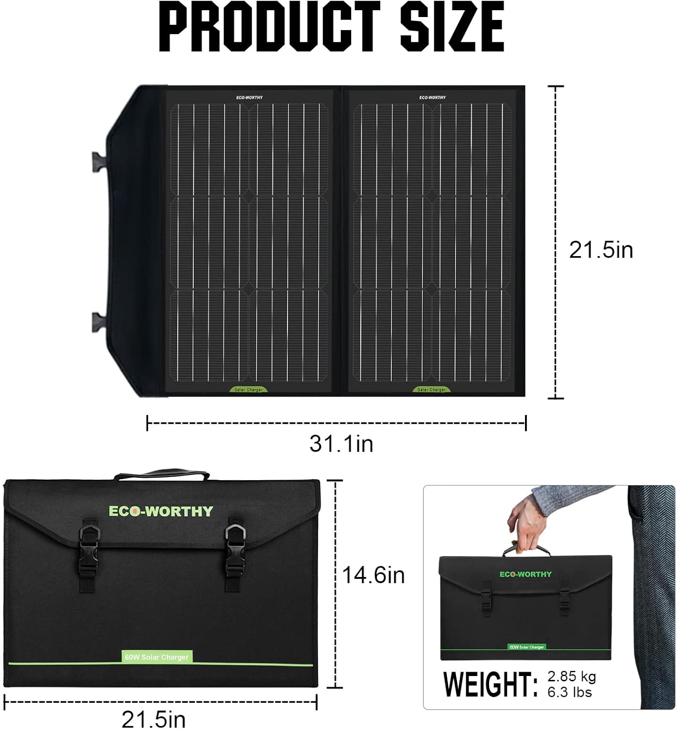 ECO-WORTHY Portable 12V Lithium Battery, 20Ah LiFePO4 Deep Cycle Rechargeable Battery, Built-in BMS, 4000+ Cycles,Perfect for Outdoor Camping Fishing RV Marine Trolling Motor Fishfinder Hamradio