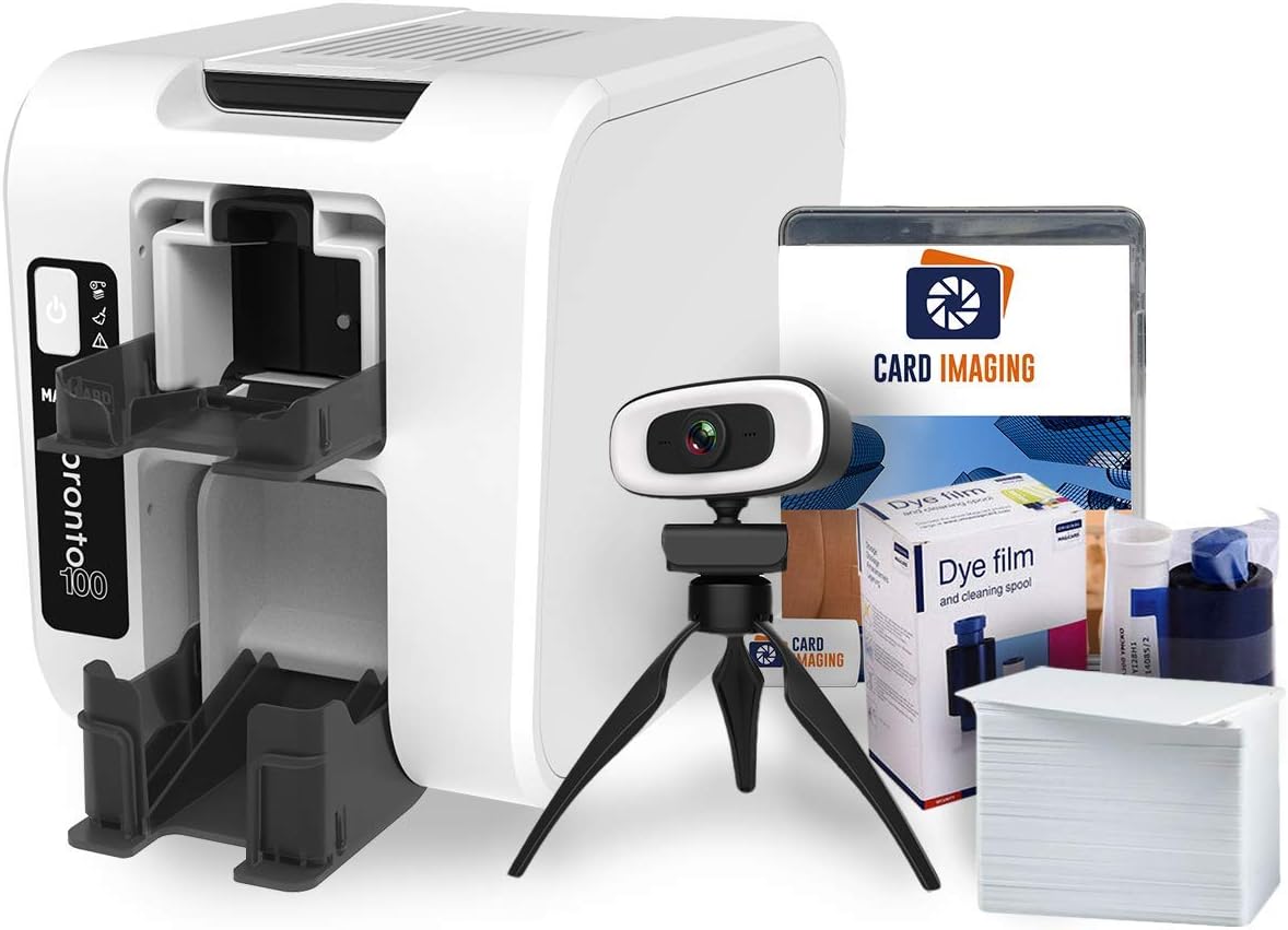 Magicard Pronto 100 Single Side Card Printer & Supplies Package (3100-0001) New for 2021