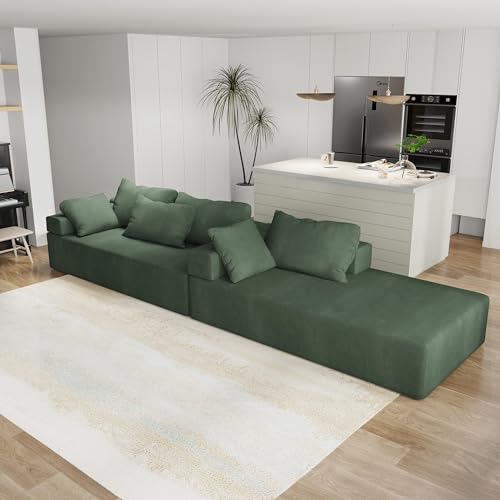 108" L-Shaped Upholstered Sectional Sofa Couch with 6 Pillows, Fits 4 People, Timeless and Chic Design,Chenille Fabric, Space-Saving Design, Holds 300 lbs/Seat,Green,Right Chaise