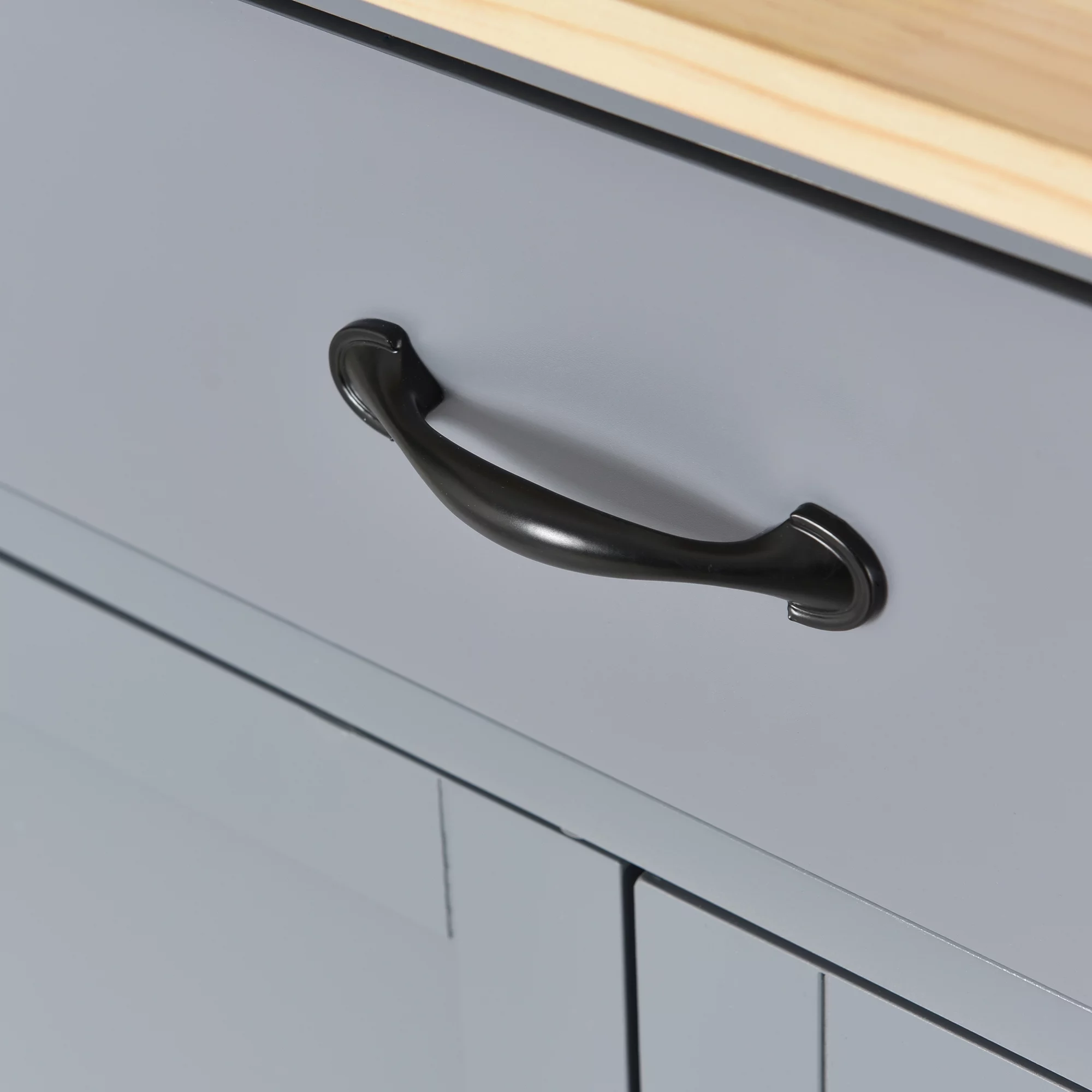EUROCO Kitchen Island Cart with Solid Wood Top and Locking Wheels, 4 Door Cabinet and Two Drawers, Spice Rack and Towel Rack, Gray