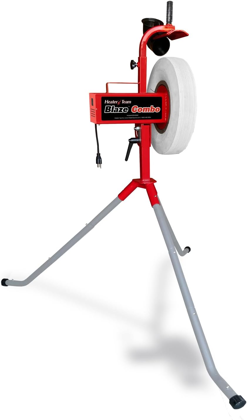 Heater Team Sports BLAZE Pitching Machine with 1 Yr. Warranty for Baseball, and Softball Training | BLAZE Baseball & Softball Throws Up to 70 MPH | Perfect for Backyard Practice & Team Development