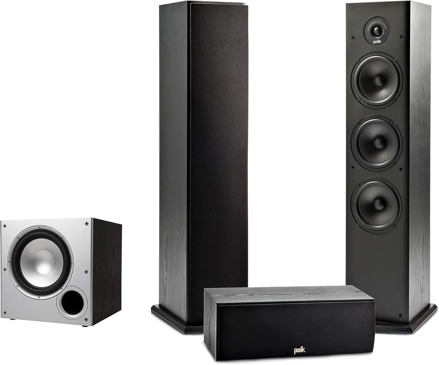 Polk Audio T15 100 Watt Home Theater Bookshelf Speakers &ndash; Hi-Res Audio with Deep Bass Response | Dolby and DTS Surround | Wall-Mountable| Pair, Black