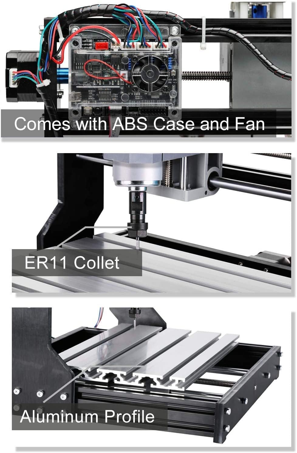 CNC 3018-PRO Router Kit GRBL Control 3 Axis Plastic Acrylic PCB PVC Wood Carving Milling Engraving Machine, XYZ Working Area 300x180x45mm