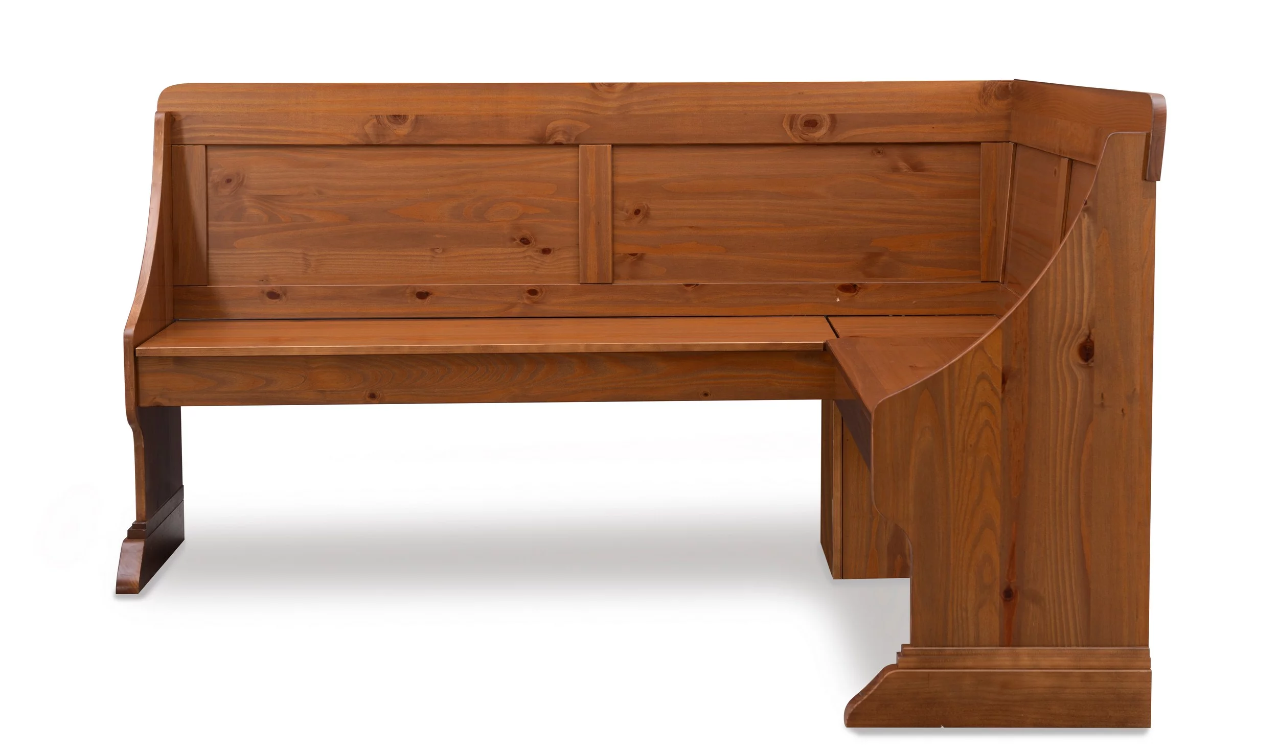 Linon Midwest Wood Corner Dining Breakfast Nook with Table and Storage, Seats 5-6, Natural Pine