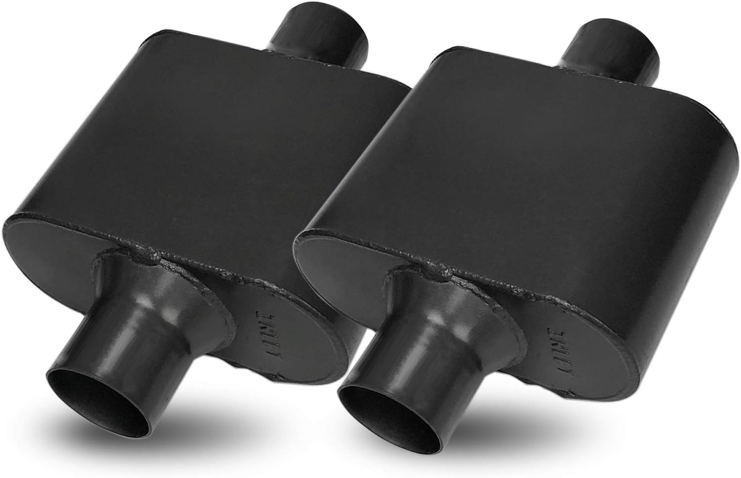 Pair of Single Chamber Performance Race Muffler 3" Center / Center Universal Steel Muffler (3 Inch) Pack of 2