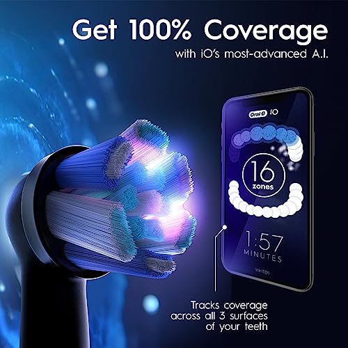 Oral-B iO Series 9 Rechargeable Electric Toothbrush with Visible Pressure Sensor to Protect Gums, 2 Min Timer, 7 Cleaning Settings, 4 Replacement Toothbrush Heads, and Charging Travel Case, Rose
