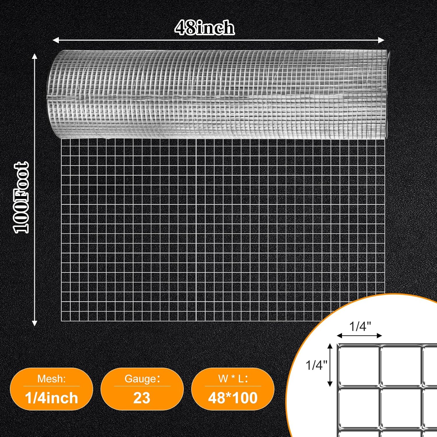 Hardware Cloth 1/2 inch 48 in x100 ft 19 Gauge - Chicken Wire Fence Roll Chicken Wire Mesh Roll Welded Wire Fencing Garden Fencing Wire Cloth