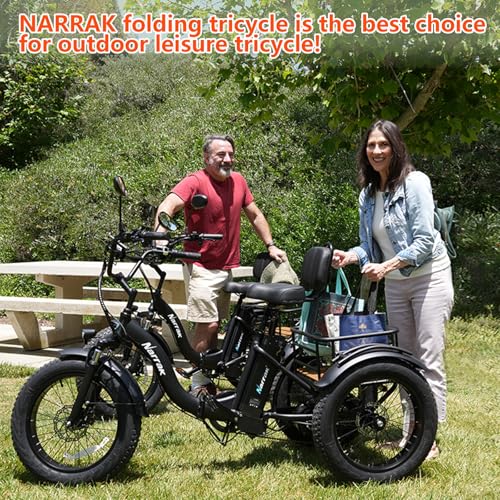 Electric Tricycle for Adults, 750W(Peak 1350W), 48V13Ah Ebike, 20"x4.0" Aluminum Folding Fat Tire 3 Wheel Electric Trike, Max 20MPH Hydraulic Brake, Rear Motor Differential