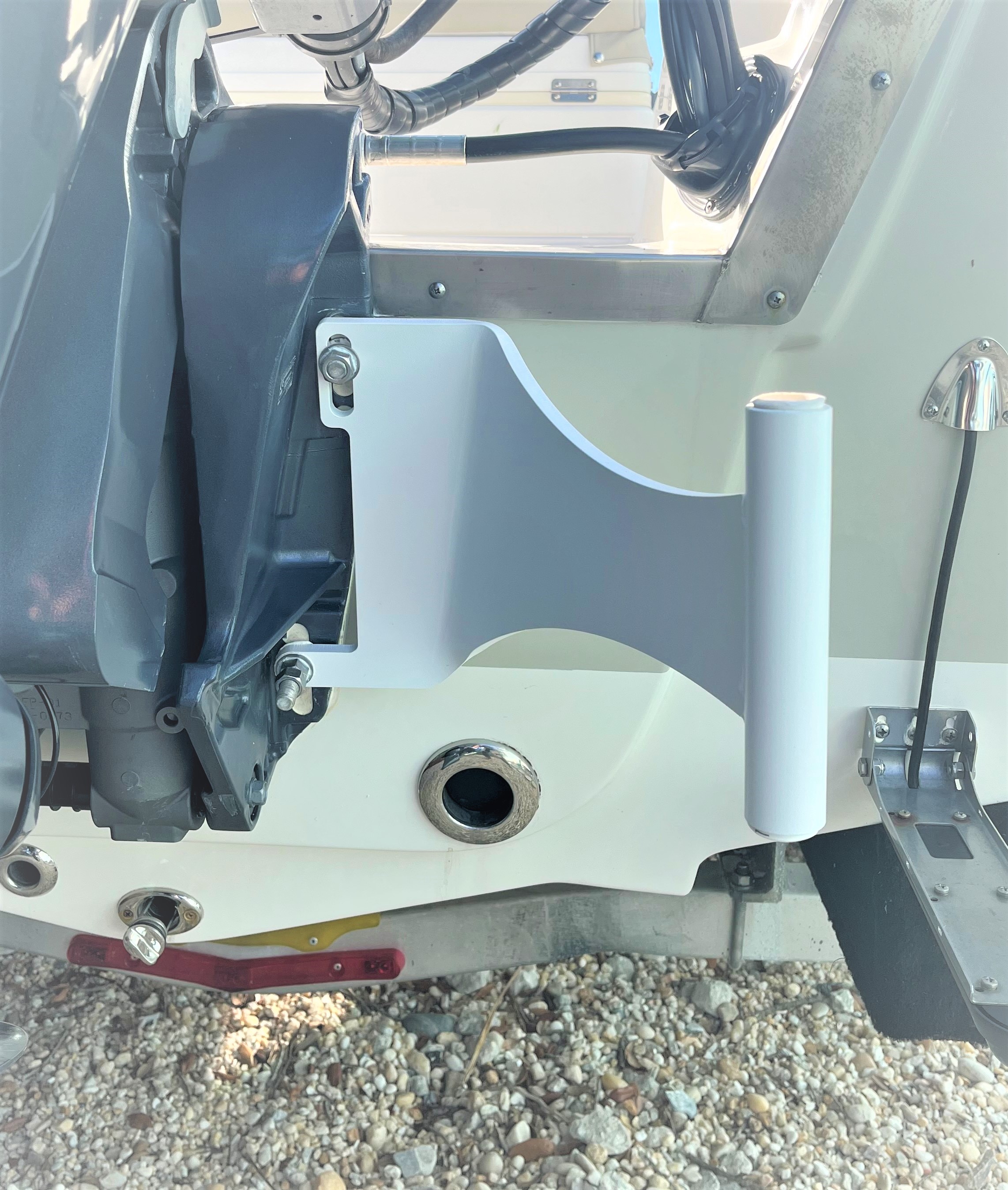 Stick It Anchor Pin for shallow water-White Left/Port Side Motor Mount System with 7 ' White Pin