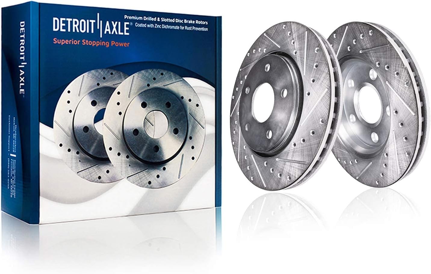 Detroit Axle - Front & Rear Drilled and Slotted Disc Rotors Brake Pads Kit Replacement for 2005-2010 Honda Odyssey - 10pc Set